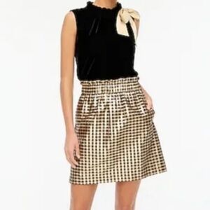 J Crew Factory Gold and Black Gingham Slort